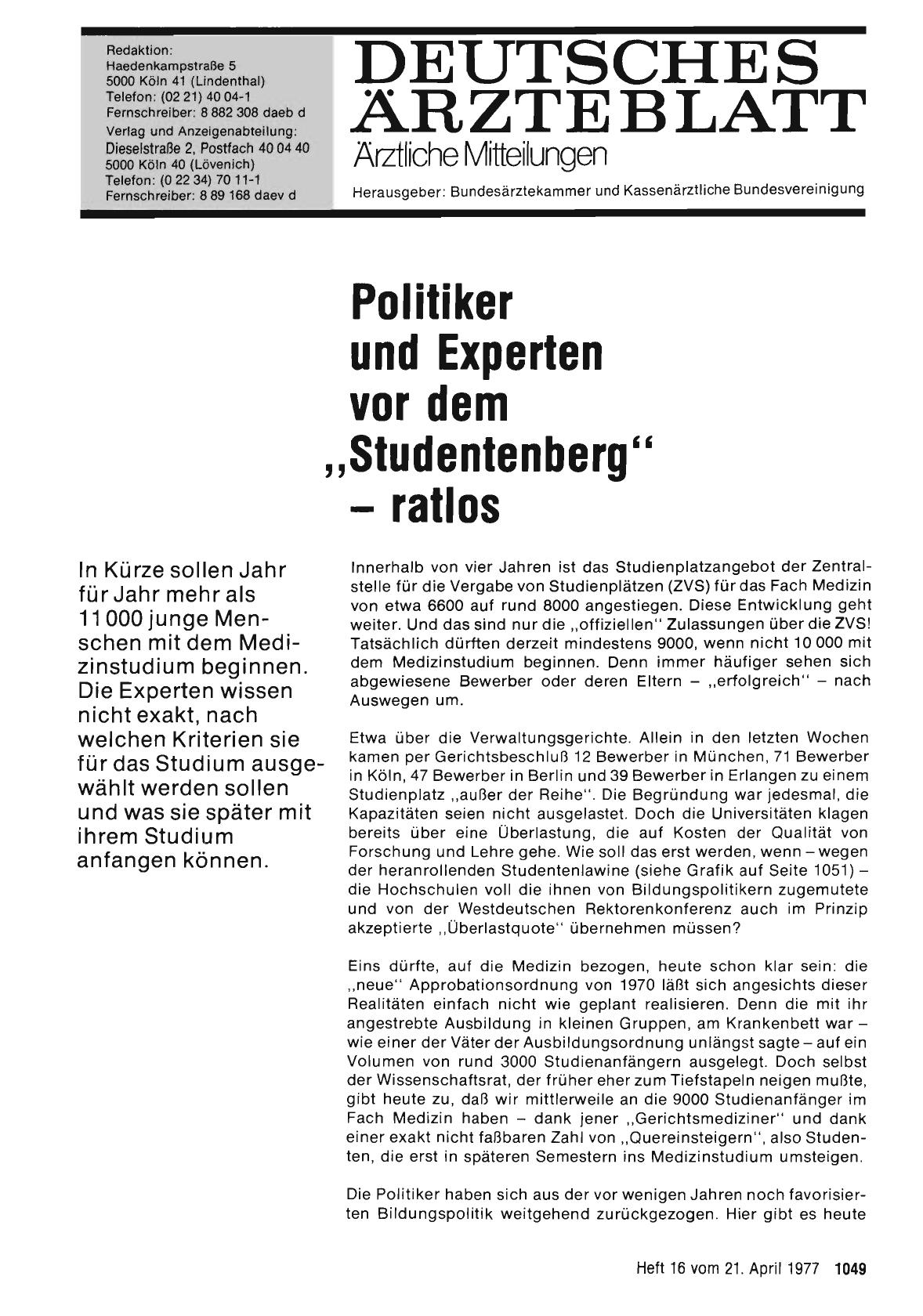 Vorschauseite 1: Politiker und Experten vor dem „Studentenberg“ — ratlos
