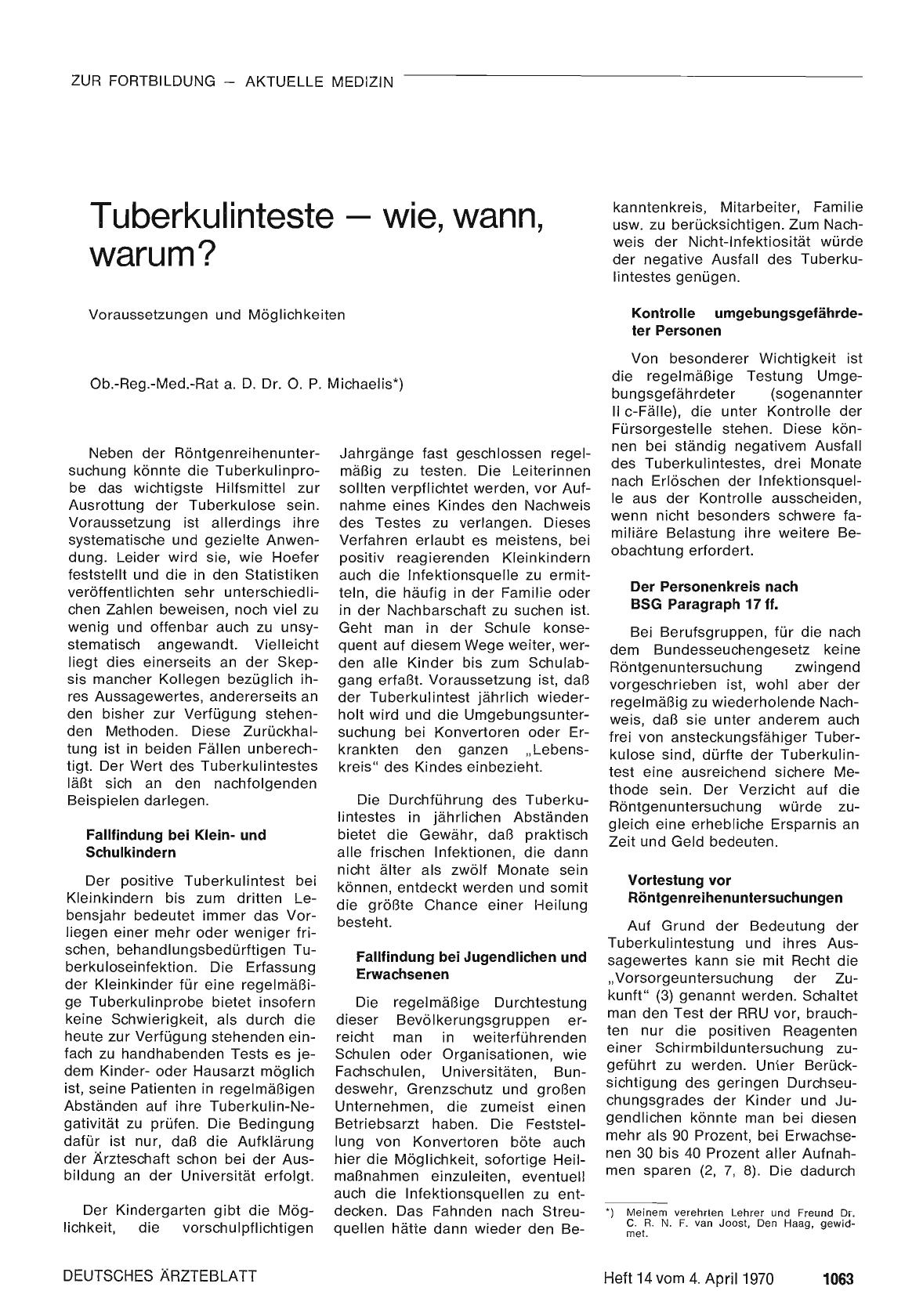 Vorschauseite 1: Tuberkulinteste — wie, wann, warum?