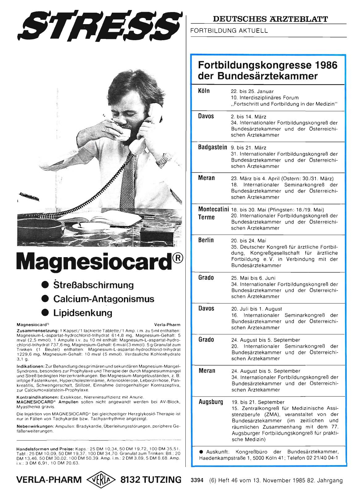 Vorschauseite 1: Fortbildungskongresse 1986 der Bundesärztekammer