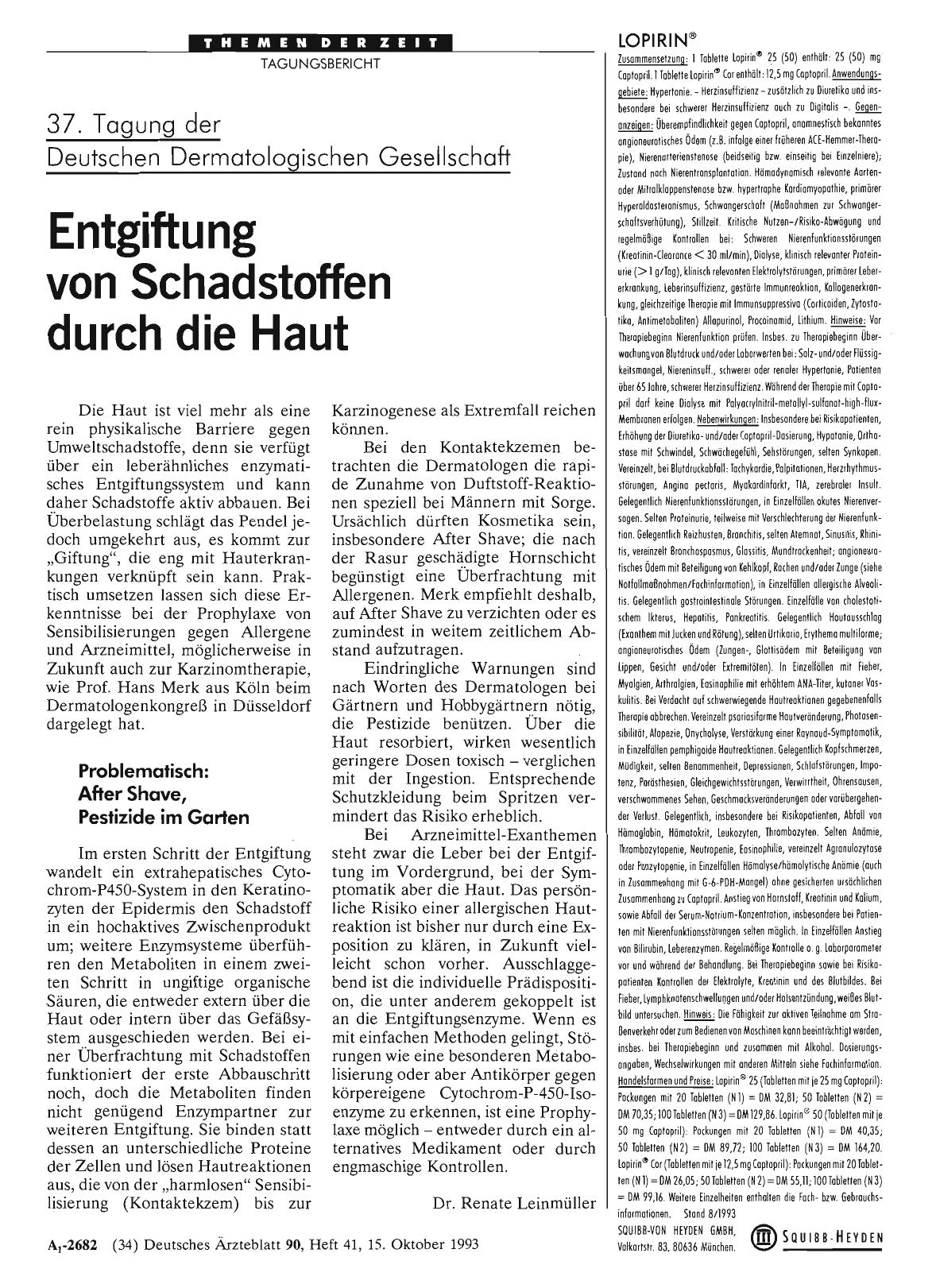 Vorschauseite 1: 37. Tagung der Deutschen Dermatologischen Gesellschaft: Entgiftung von Schadstoffen durch die Haut