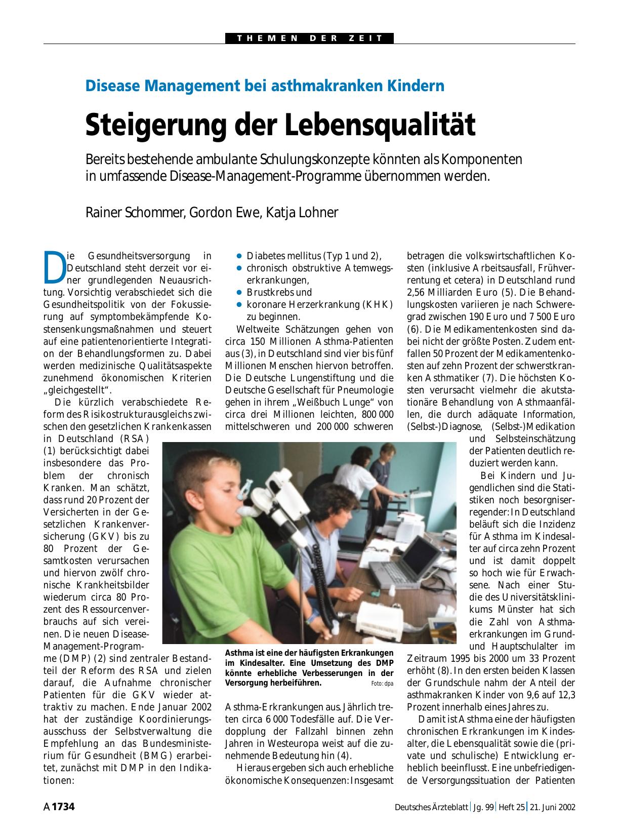 Vorschauseite 1: Disease Management bei asthmakranken Kindern: Steigerung der Lebensqualität