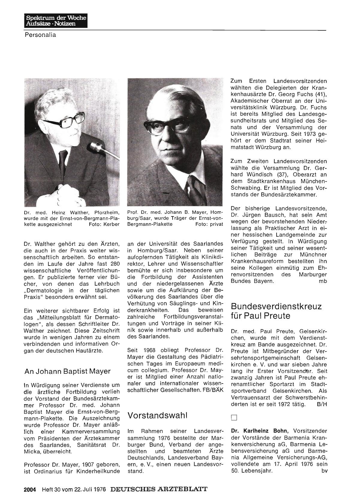 Vorschauseite 1: Bundesverdienstkreuz für Paul Preute
