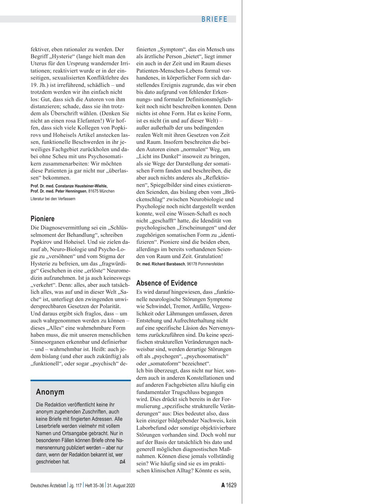 Vorschauseite 1: Neurologische Störungen: Absence of Evidence