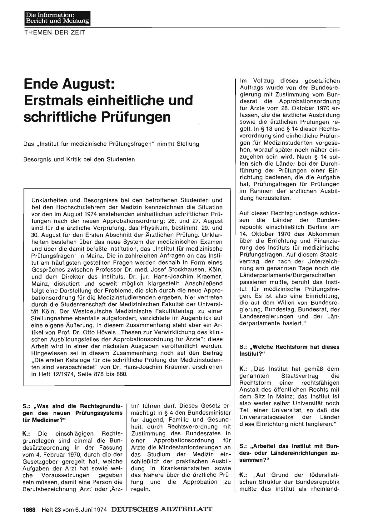 Vorschauseite 1: Ende August: Erstmals einheitliche und schriftliche Prüfungen
