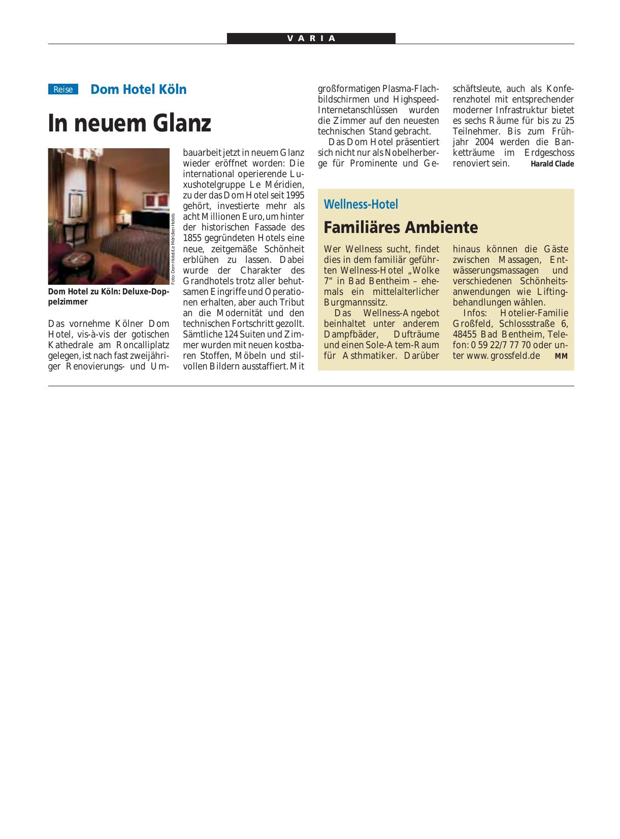 Vorschauseite 1: Dom Hotel Köln: In neuem Glanz