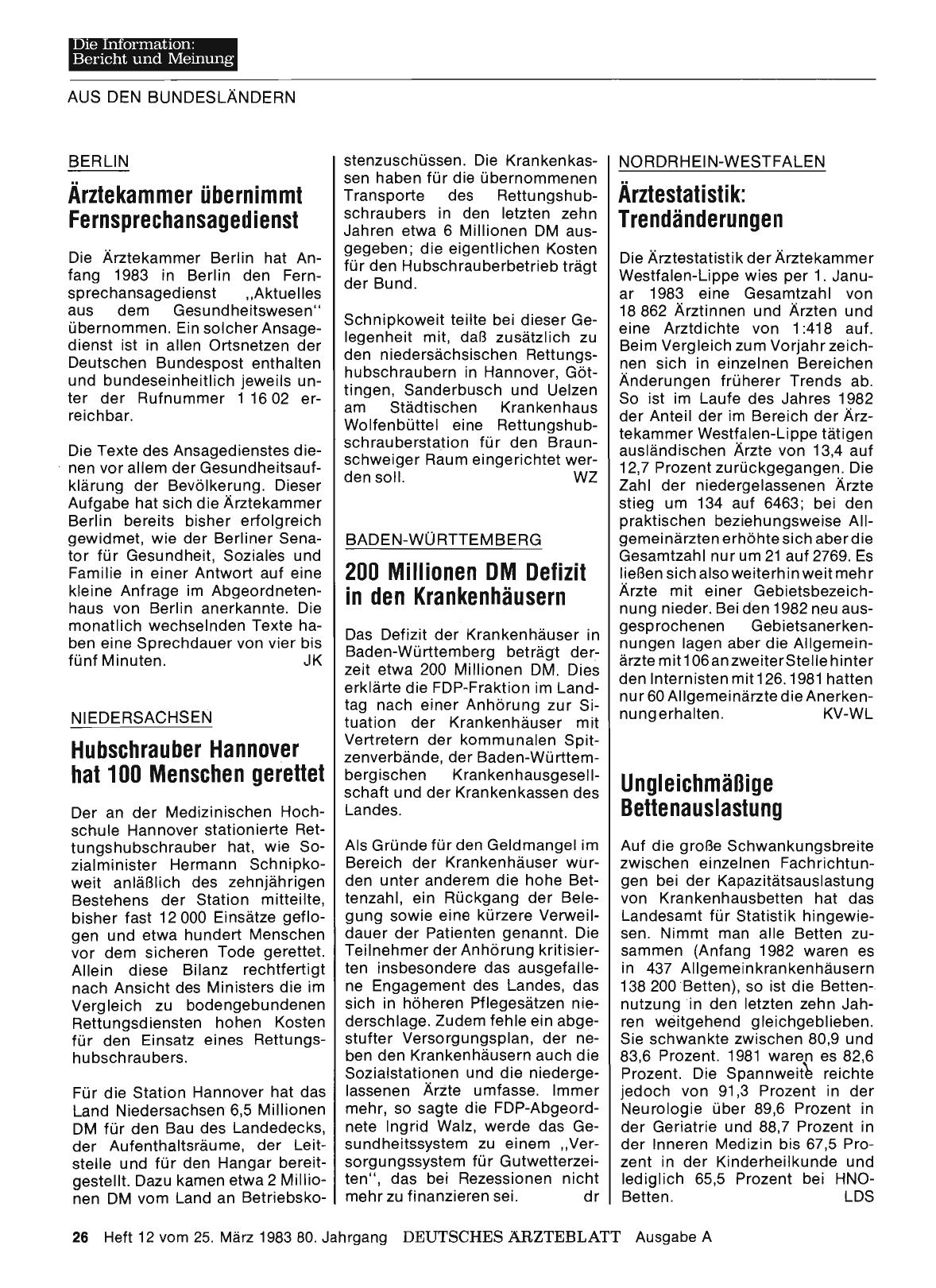 Vorschauseite 1: Berlin: Ärztekammer übernimmt Fernsprechansagedienst