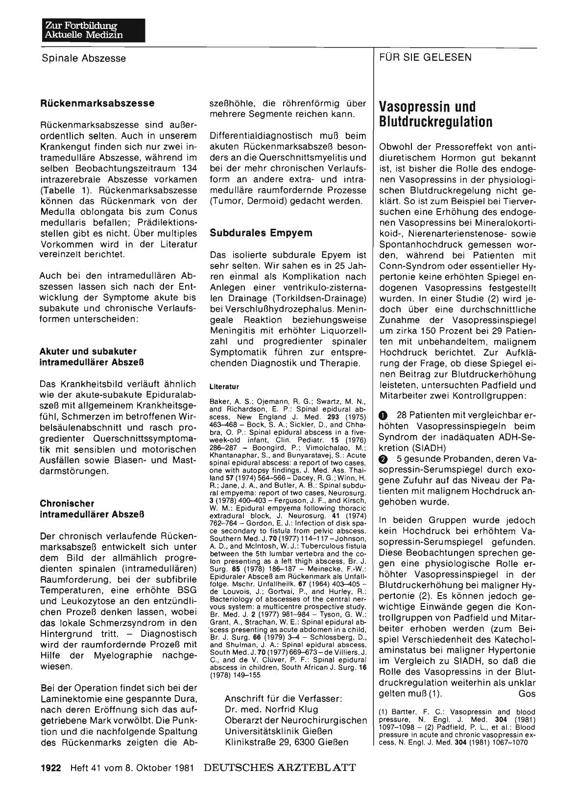 Vorschauseite 1: Vasopressin und Blutdruckregulation