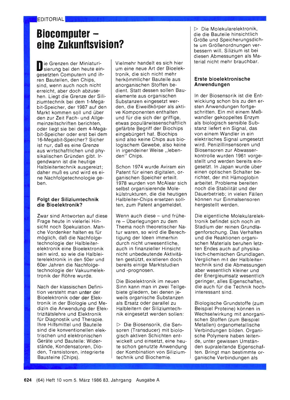Vorschauseite 1: Biocomputer – eine Zukunftsvision?