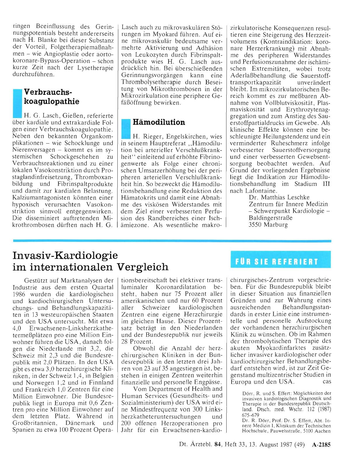 Vorschauseite 1: Invasiv-Kardiologie im internationalen Vergleich