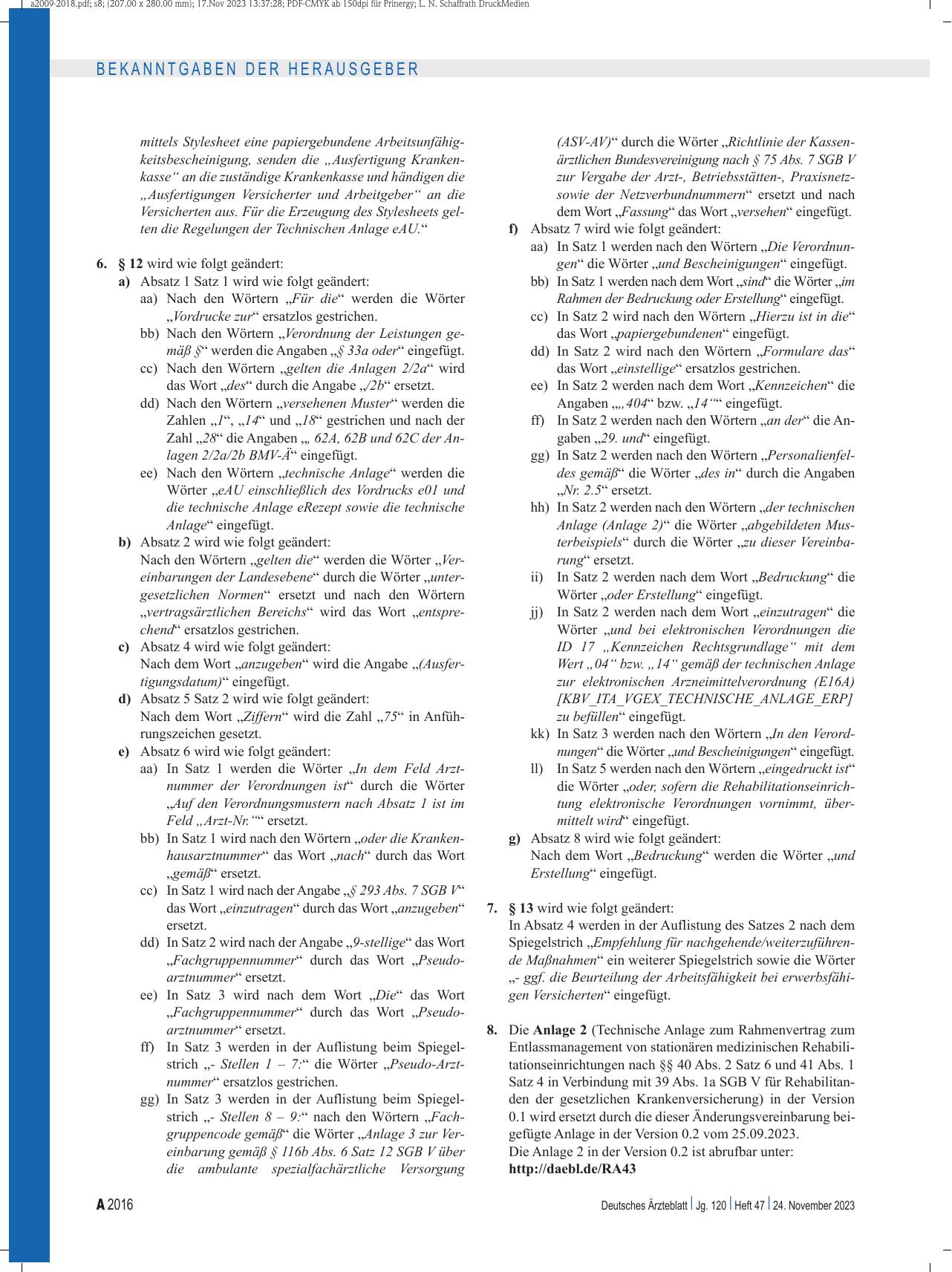 Vorschauseite 2: 1. Änderungsvereinbarung zum Rahmenvertrag zum Entlassmanagement von stationären medizinischen Rehabilitationseinrichtungen nach §§ 40 Abs. 2 Satz 6 und 41 Abs. 1 Satz 4 in Verbin…