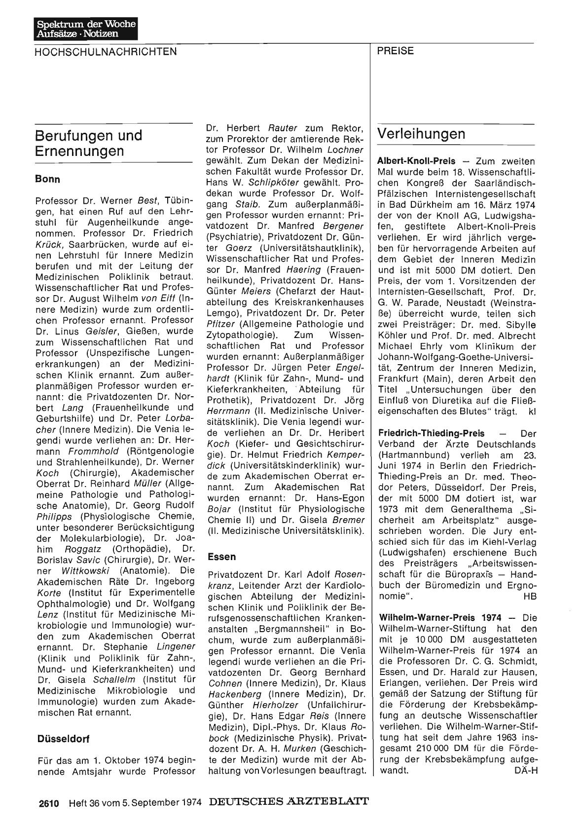 Vorschauseite 1: Berufungen und Ernennungen