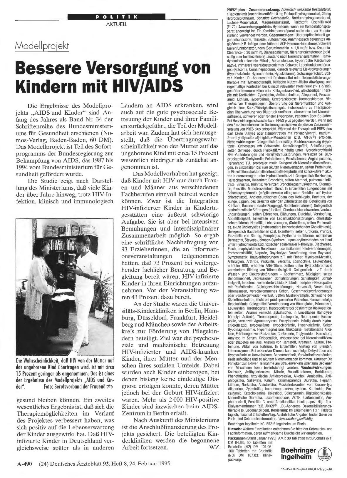 Vorschauseite 1: Modellprojekt: Bessere Versorgung von Kindern mit HIV/AIDS