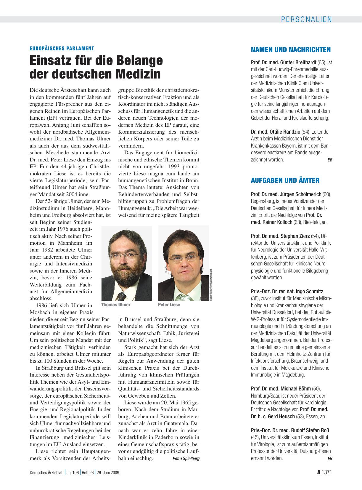Vorschauseite 1: Namen und Nachrichten