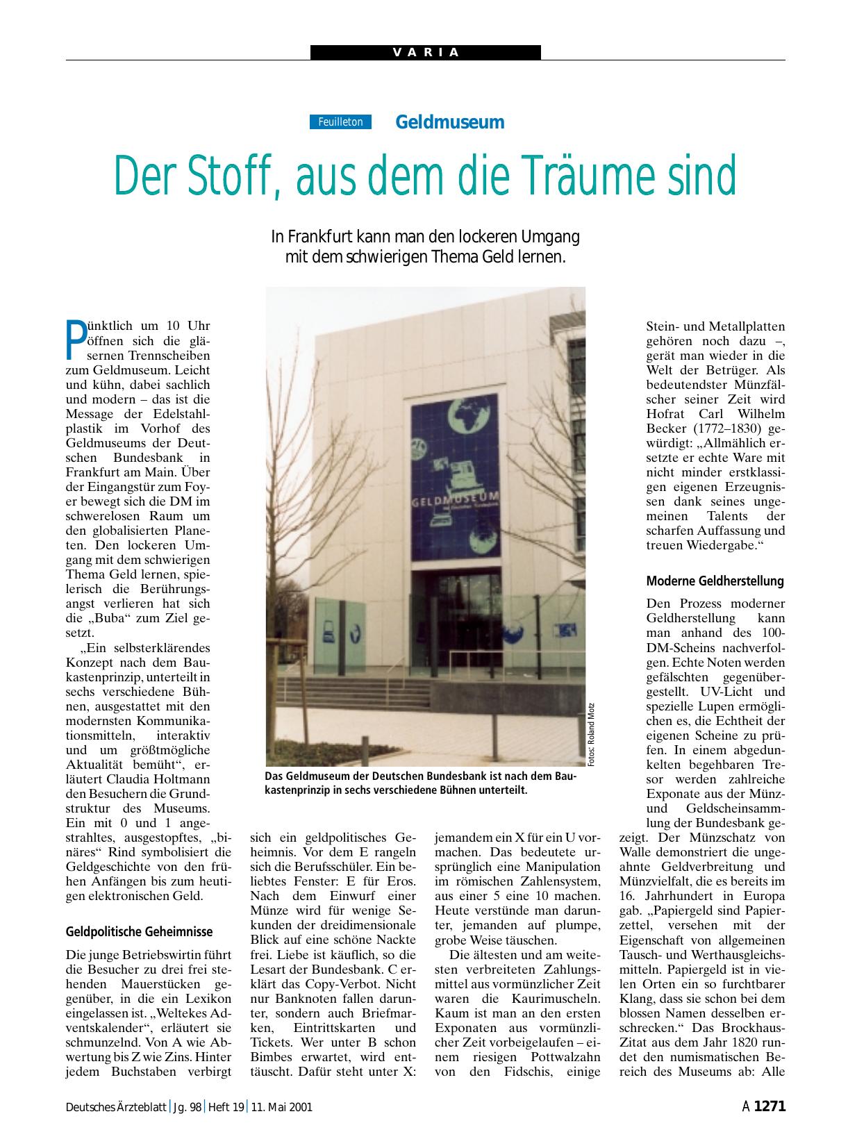 Vorschauseite 1: Geldmuseum: Der Stoff, aus dem die Träume sind