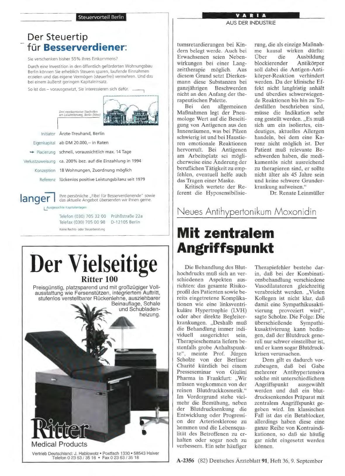 Vorschauseite 1: \eues Antihypertonikum Moxonidin: Mit zentralem Angriffspunkt