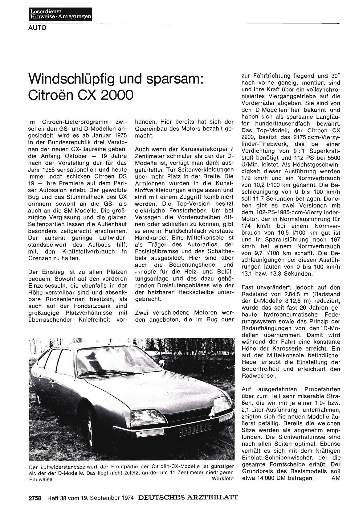 Vorschauseite 1: Windschlüpfig und sparsam: Citroen CX 2000