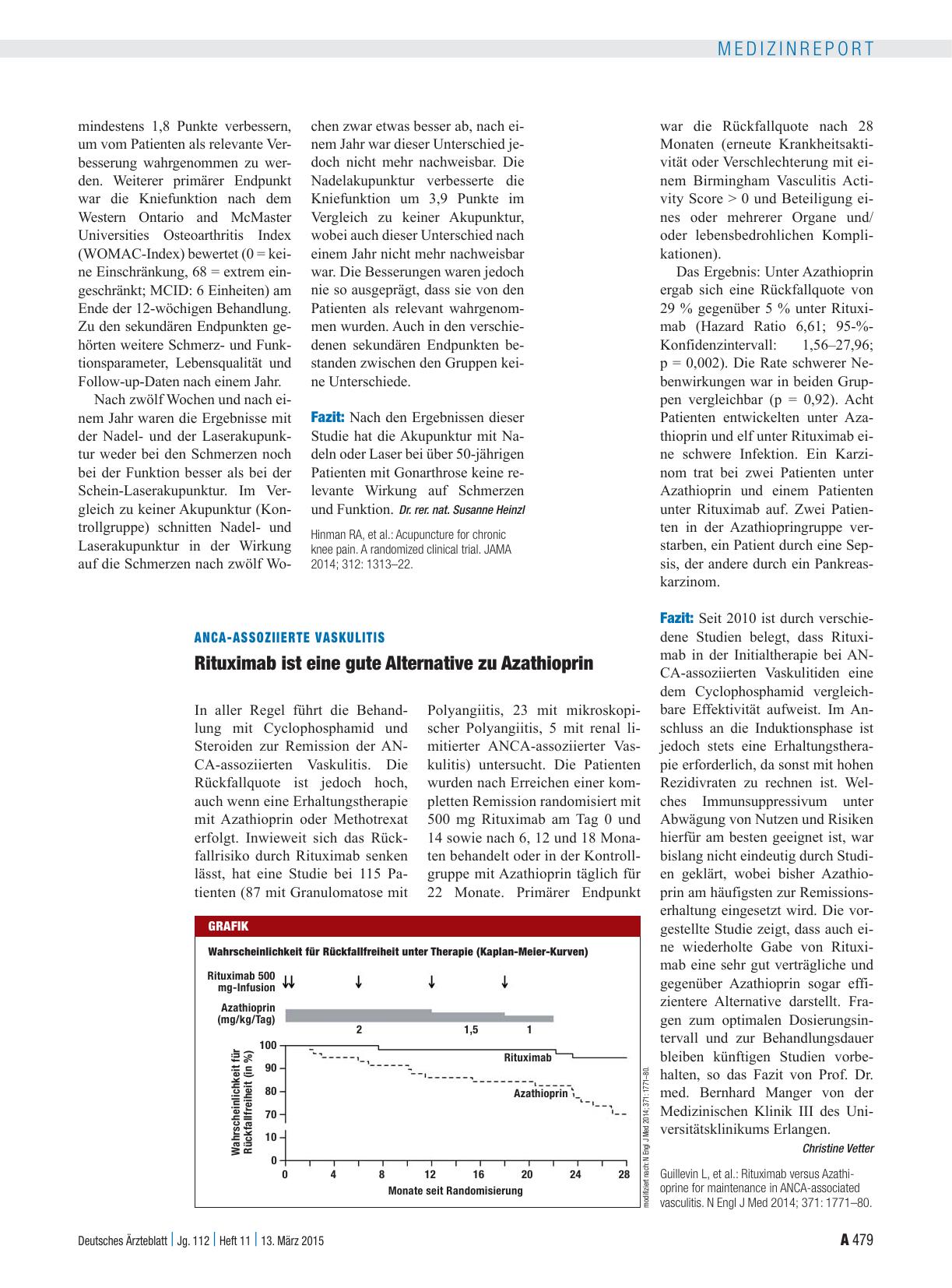 Vorschauseite 1: ANCA-assoziierte Vaskulitis: Rituximab ist eine gute Alternative zu Azathioprin