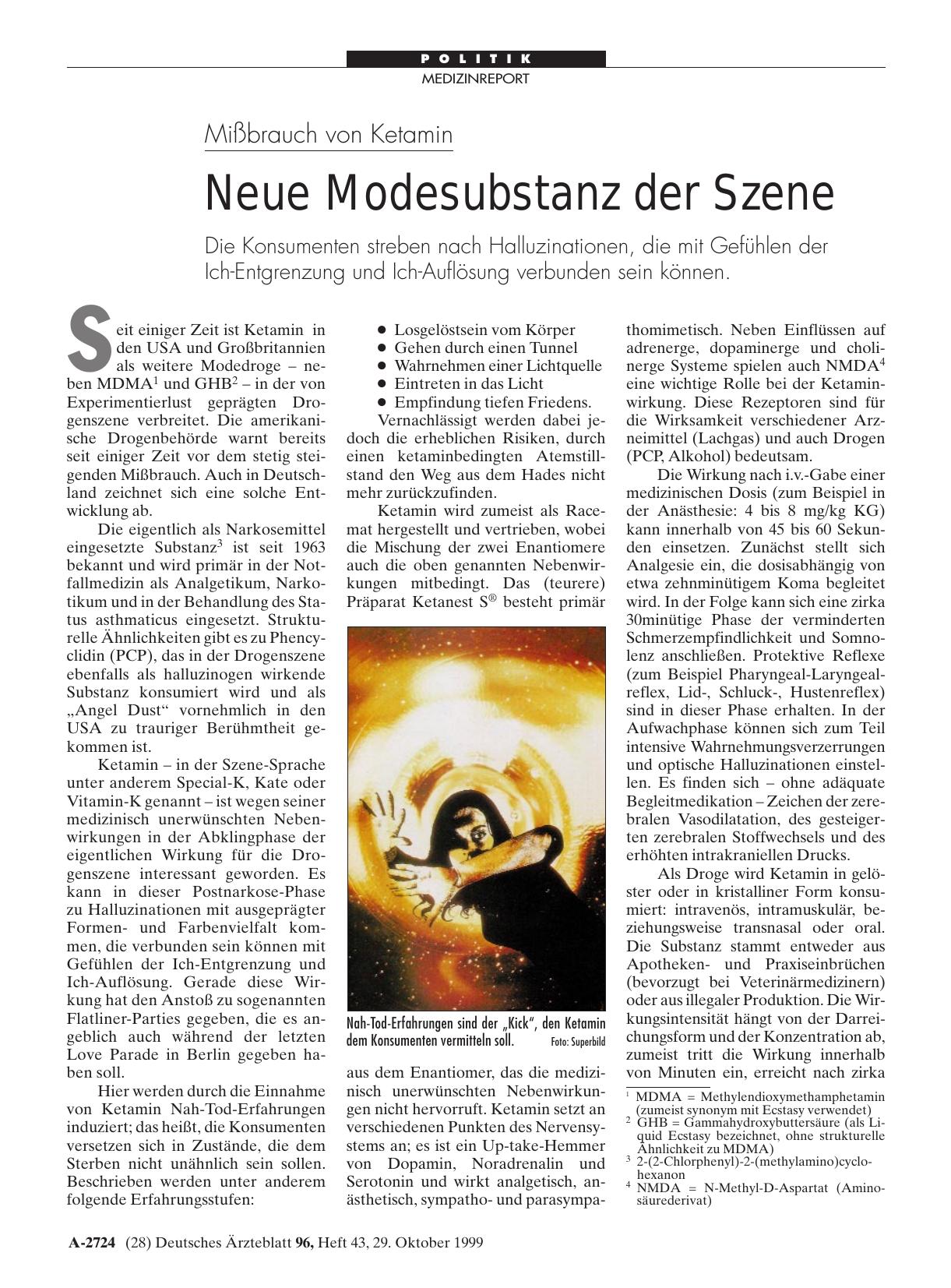 Vorschauseite 1: Mißbrauch von Ketamin: Neue Modesubstanz der Szene