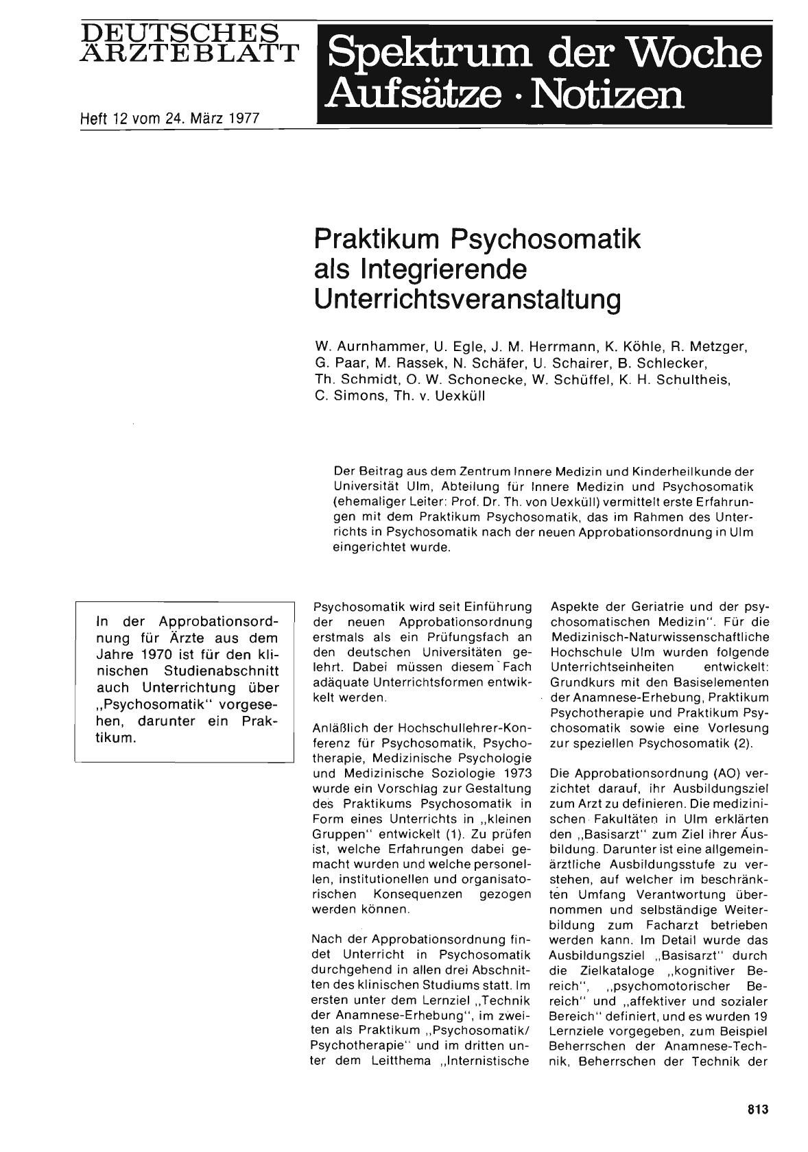 Vorschauseite 1: Praktikum Psychosomatik als Integrierende Unterrichtsveranstaltung