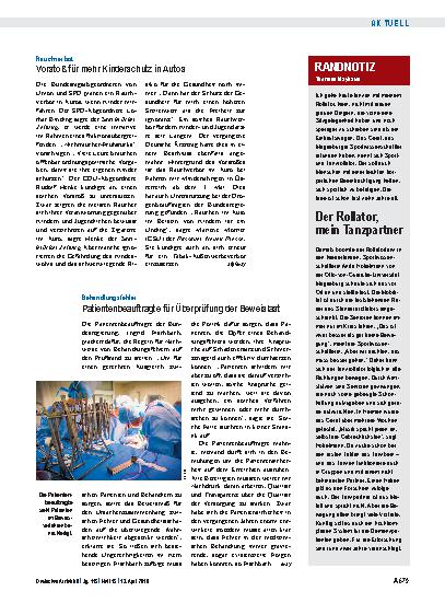 Vorschauseite 1: Behandlungsfehler: Patientenbeauftragte für Überprüfung der Beweislast