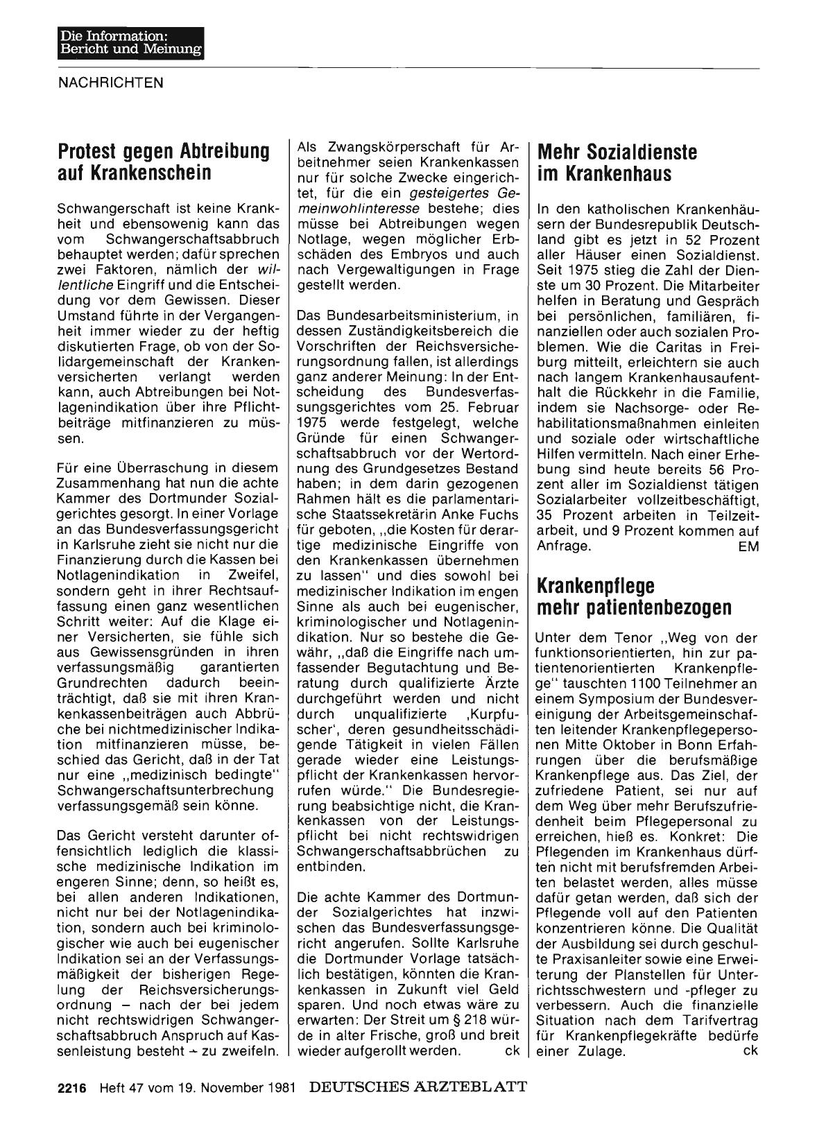 Vorschauseite 1: Protest gegen Abtreibung auf Krankenschein