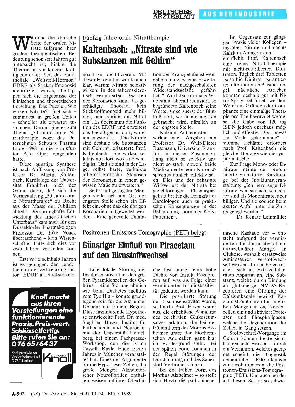 Vorschauseite 1: Fünfzig Jahre orale Nitrattherapie – Kaltenbach: „Nitrate sind wie Substanzen mit Gehirn“