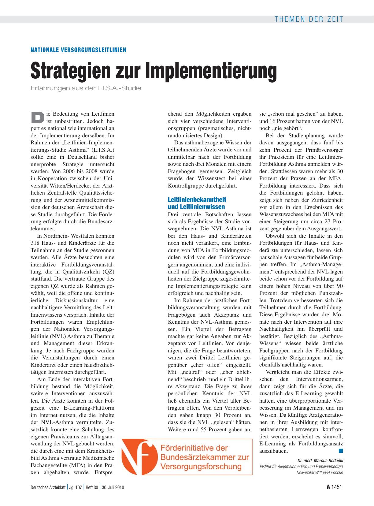 Vorschauseite 1: Nationale Versorgungsleitlinien: Strategien zur Implementierung