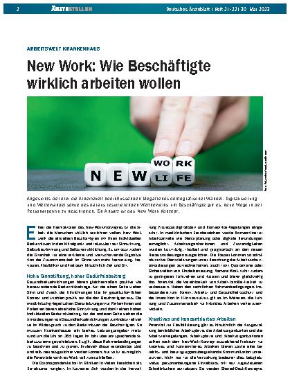 Vorschauseite 1: Arbeitswelt Krankenhaus: New Work: Wie Beschäftigte wirklich arbeiten wollen