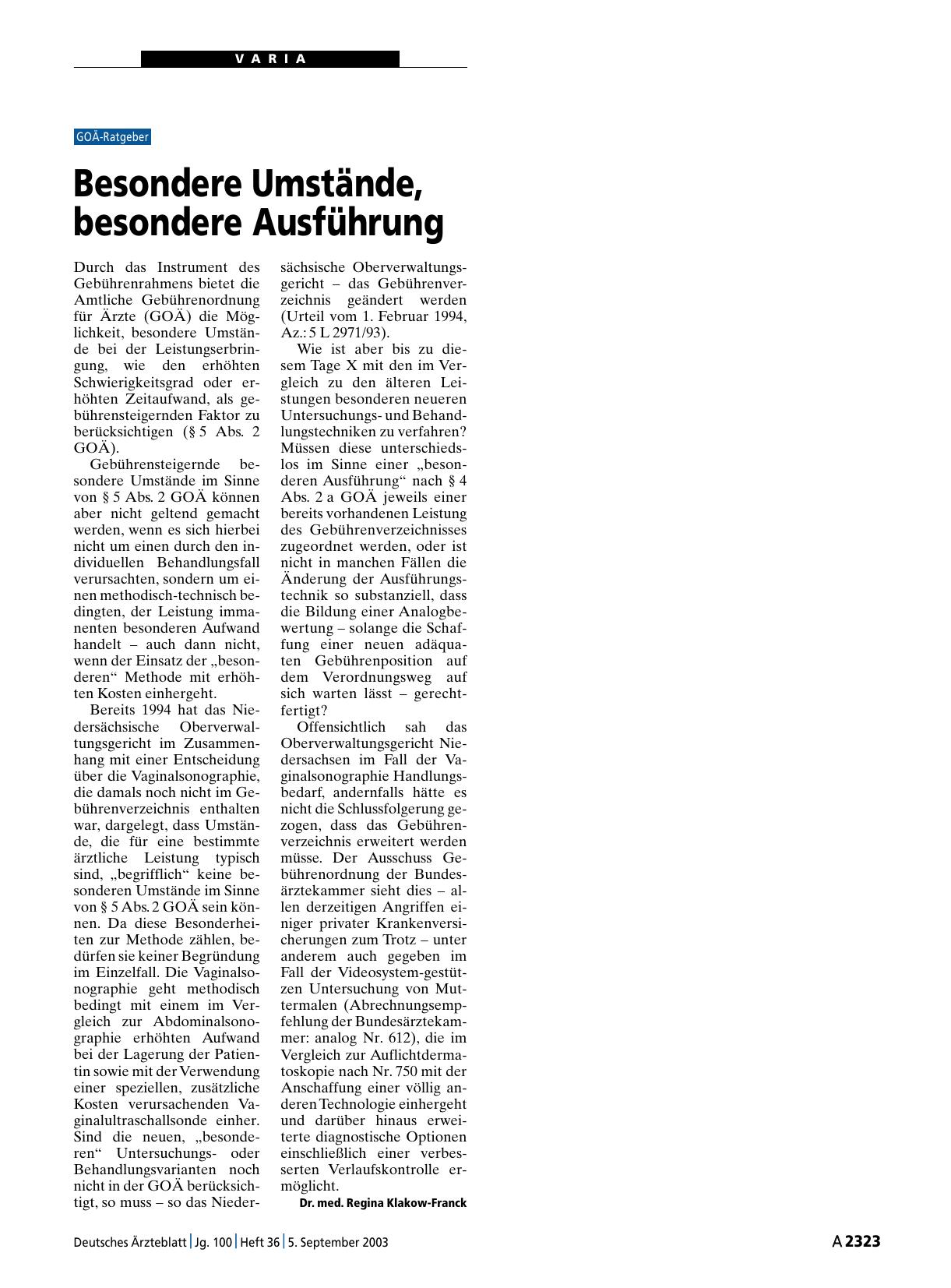 Vorschauseite 1: Besondere Umstände, besondere Ausführung