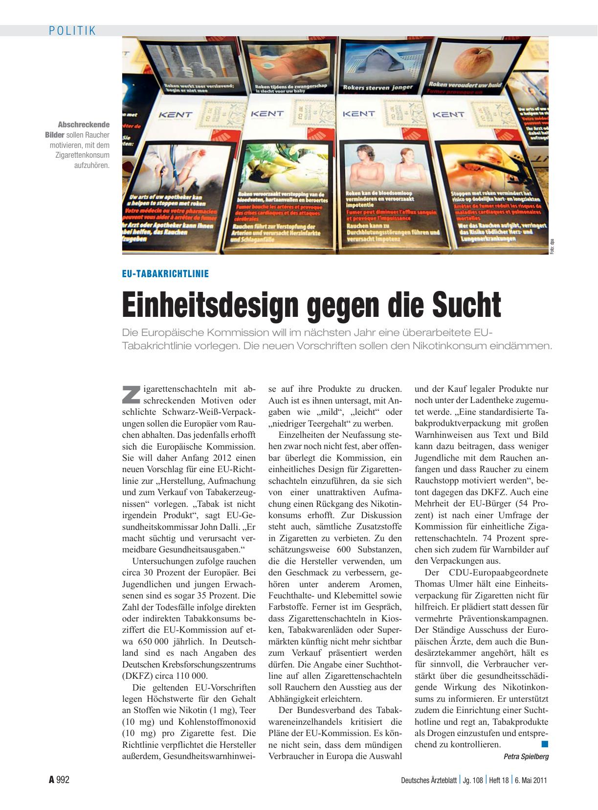 Vorschauseite 1: EU-Tabakrichtlinie: Einheitsdesign gegen die Sucht