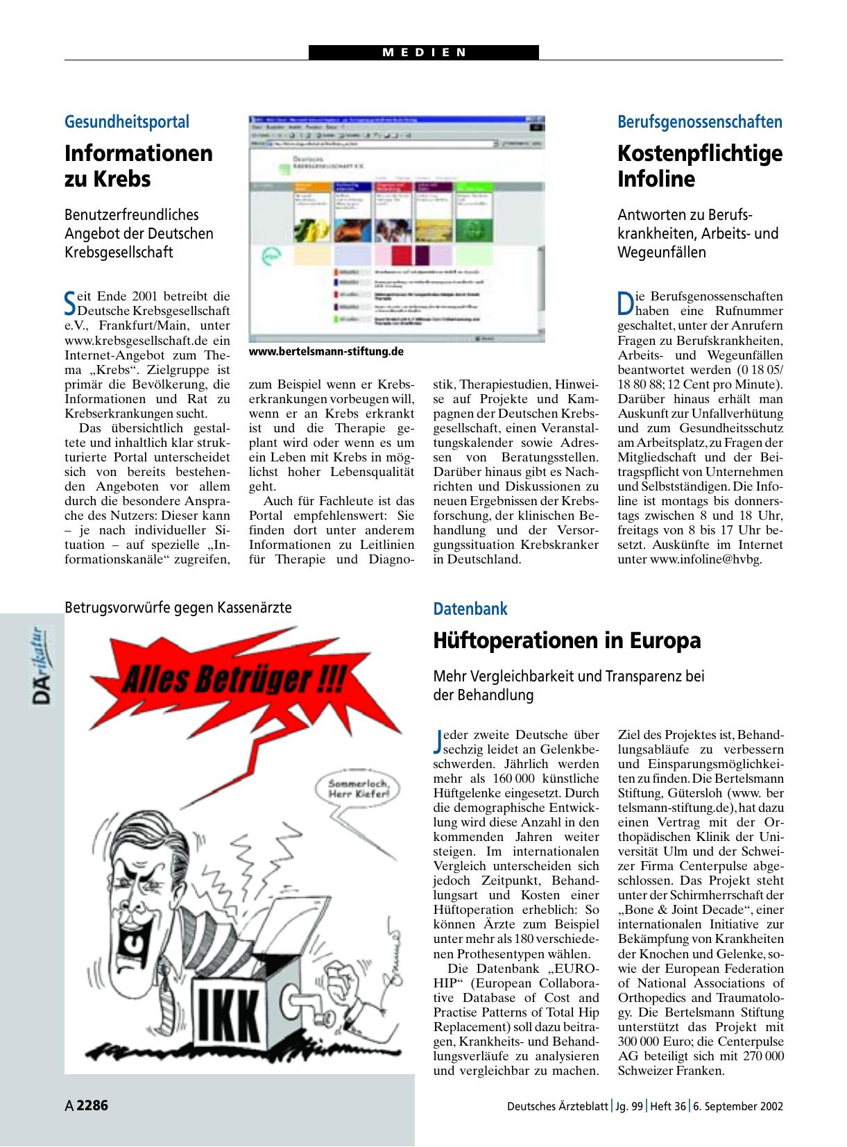Vorschauseite 1: Datenbank: Hüftoperationen in Europa