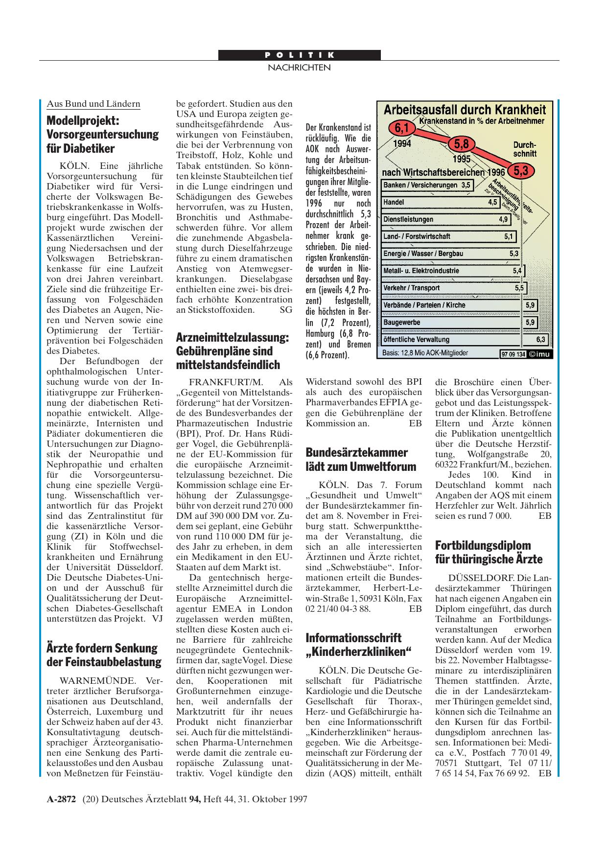 Vorschauseite 1: Modellprojekt: Vorsorgeuntersuchung für Diabetiker