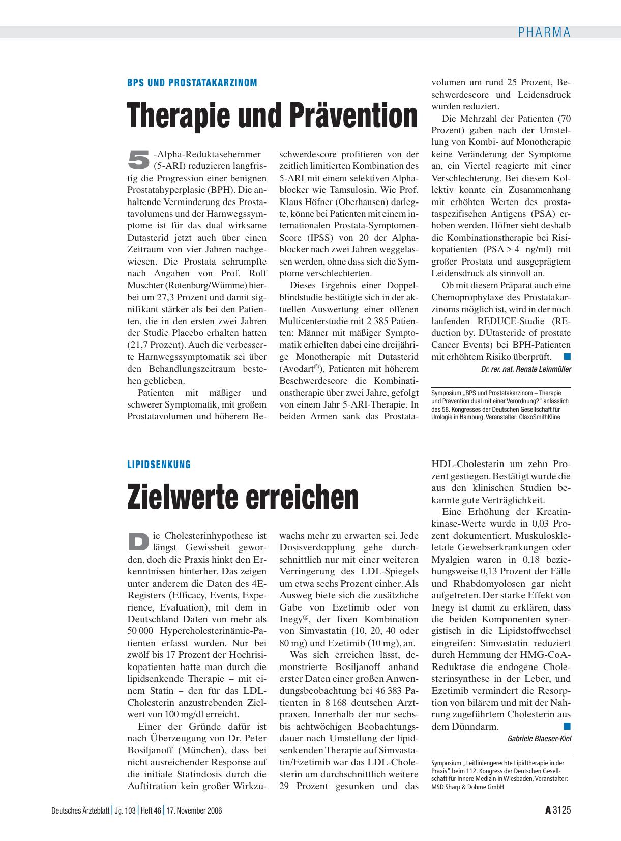 Vorschauseite 1: BPS und Prostatakarzinom: Therapie und Prävention