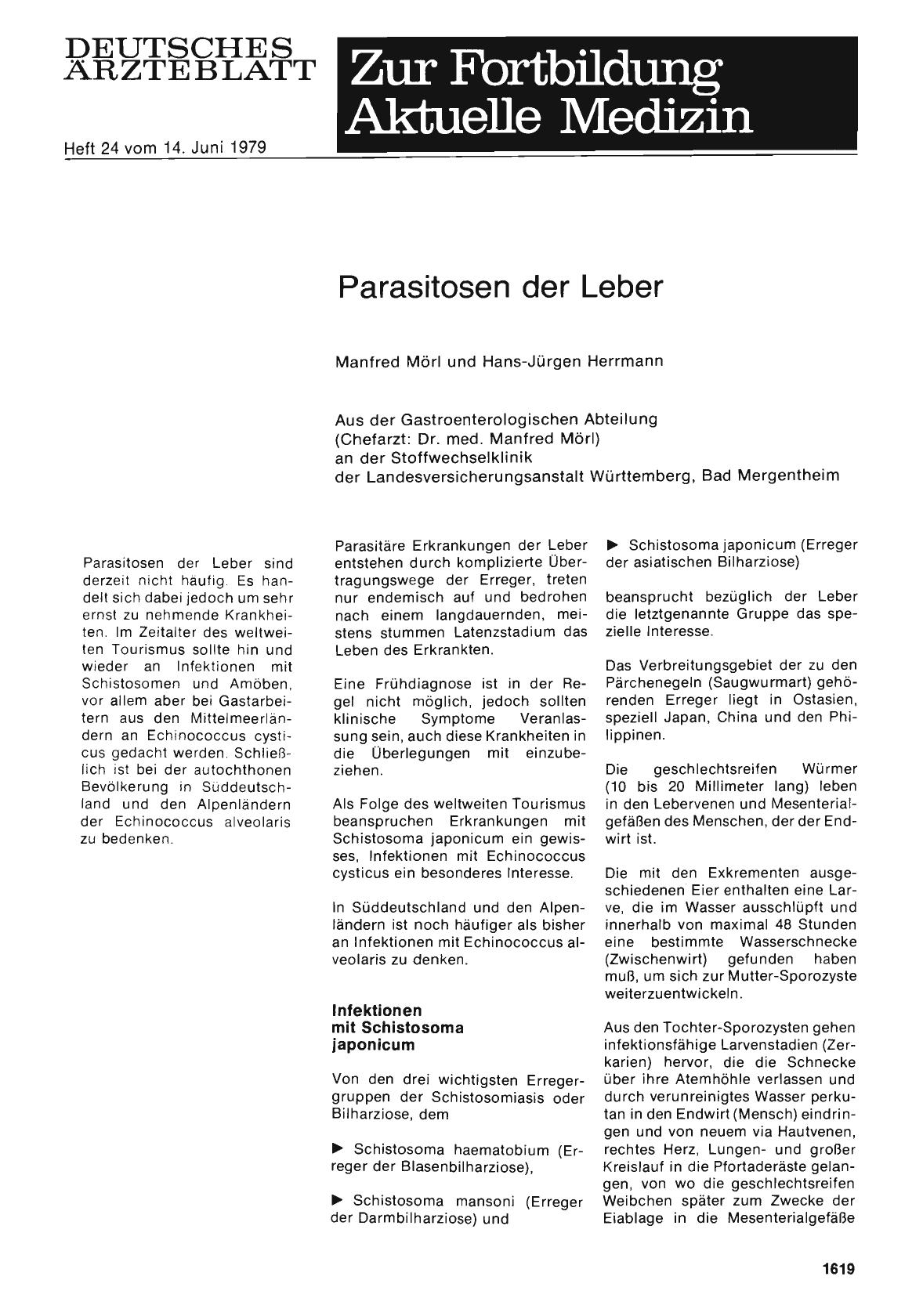 Vorschauseite 1: Parasitosen der Leber