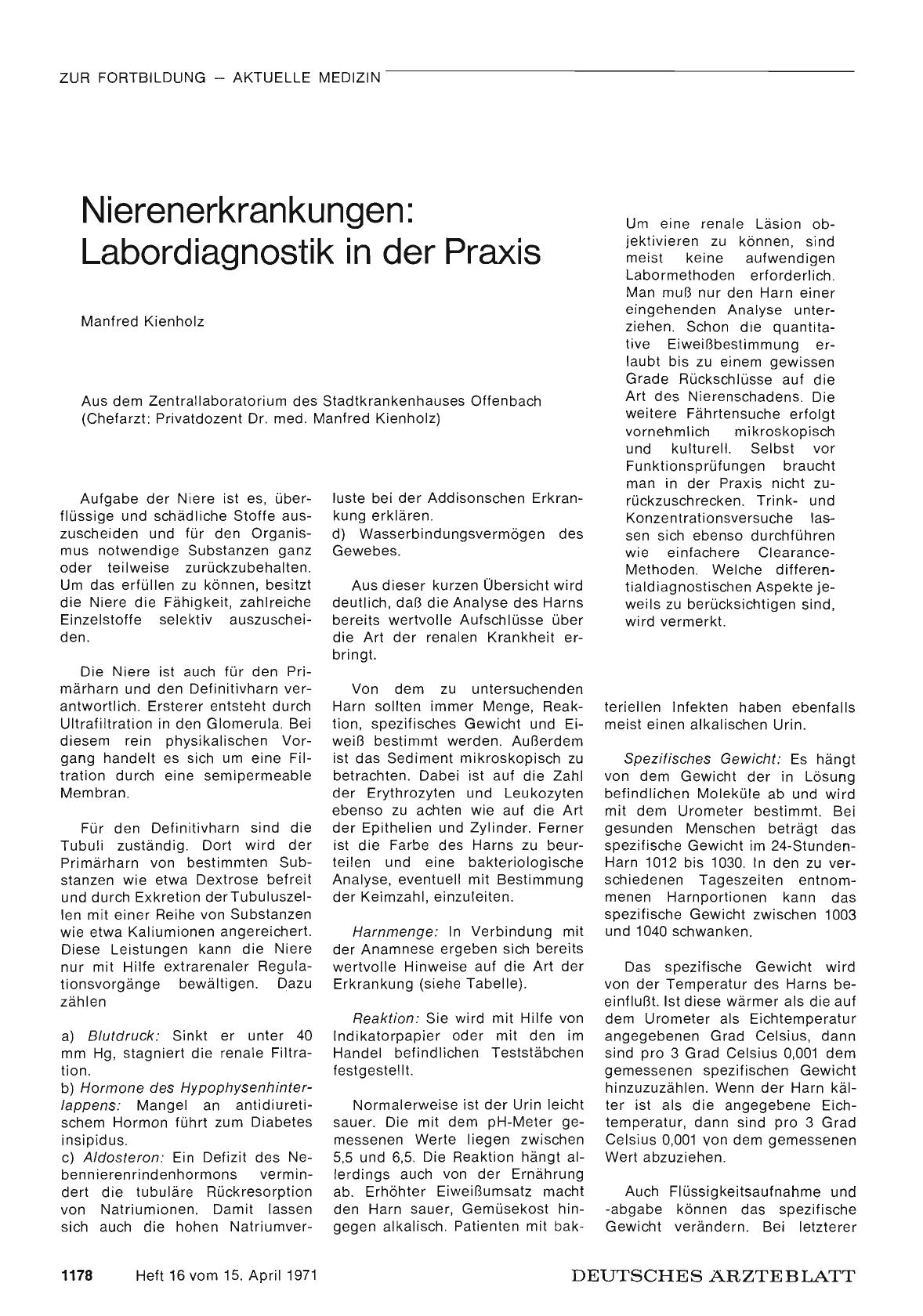 Vorschauseite 1: Nierenerkrankungen: Labordiagnostik in der Praxis