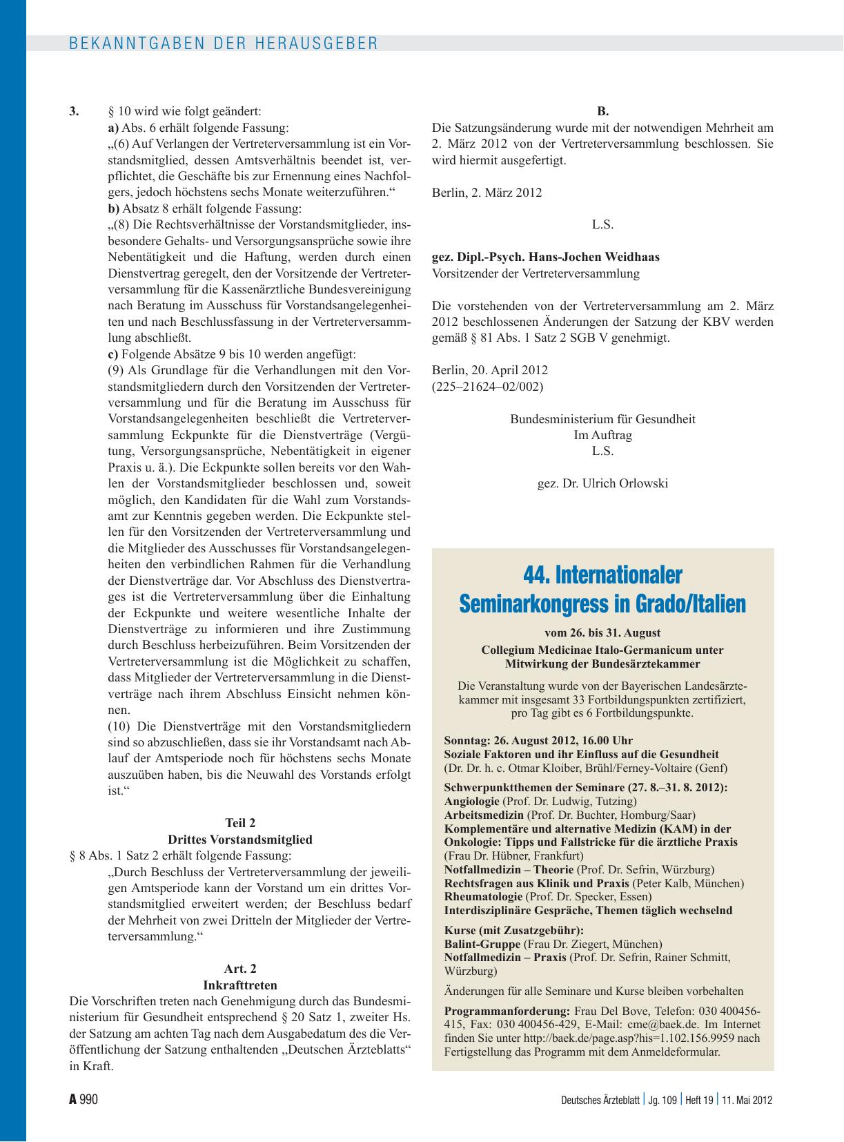 Vorschauseite 1: 44. Internationaler Seminarkongress in Grado/Italien