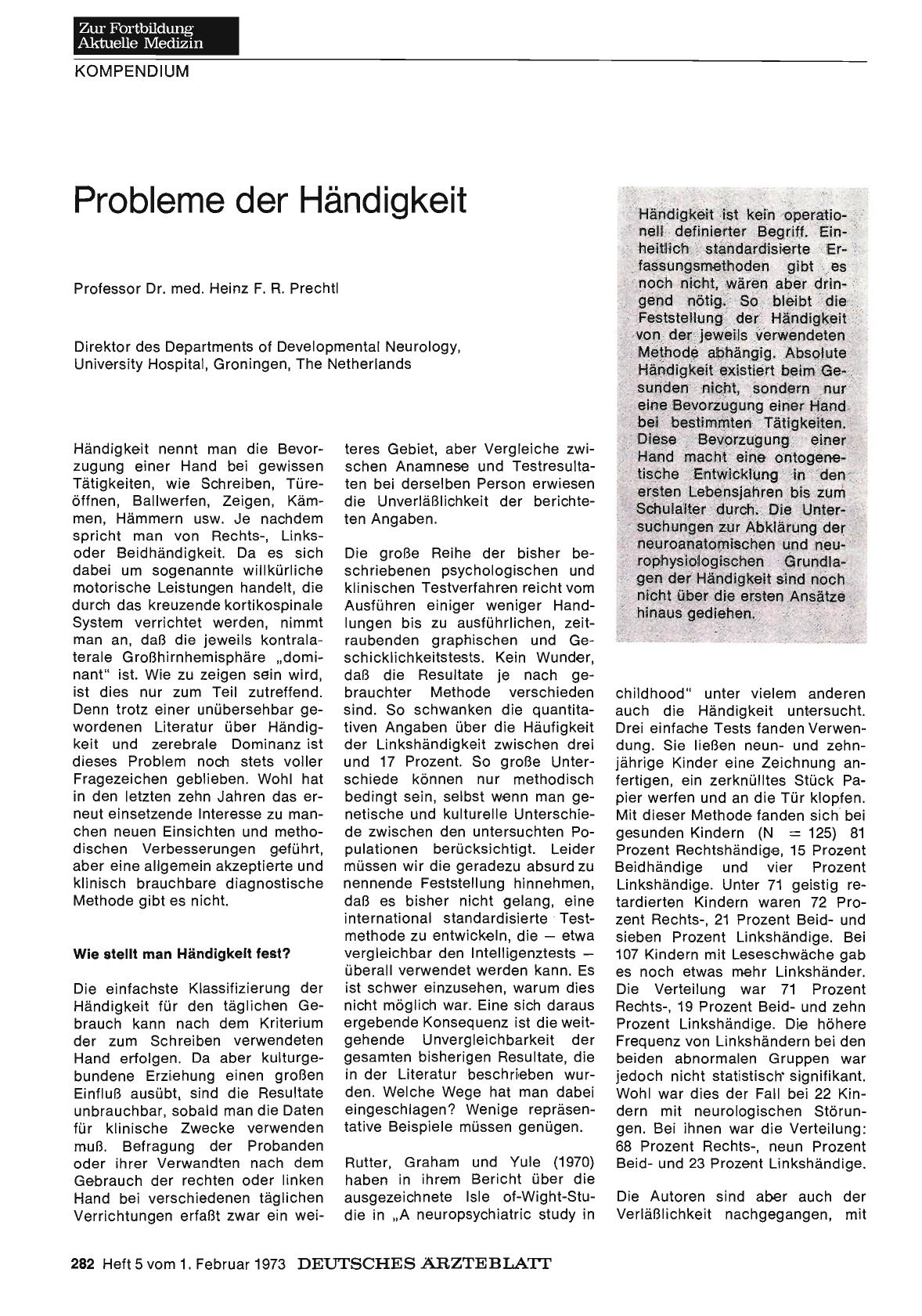 Vorschauseite 1: Probleme der Händigkeit