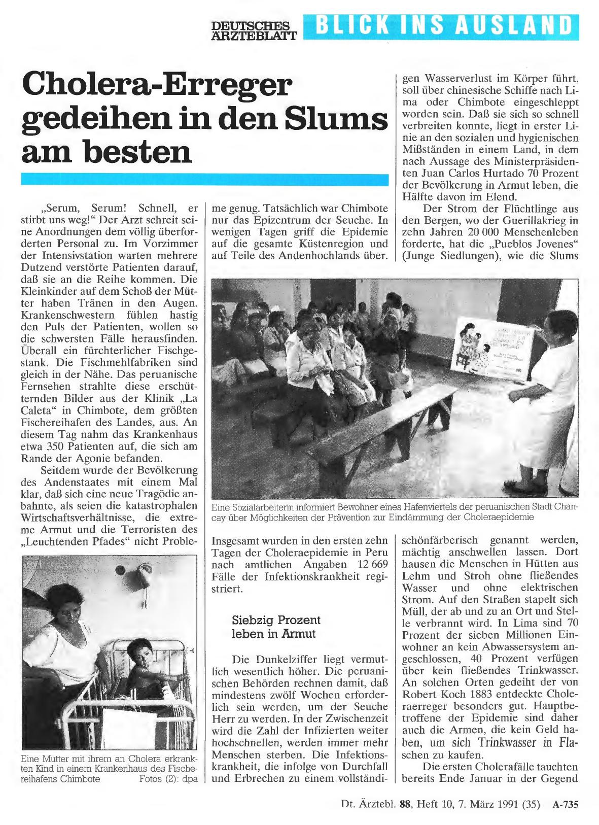 Vorschauseite 1: Cholera-Erreger gedeihen in den Slums am besten