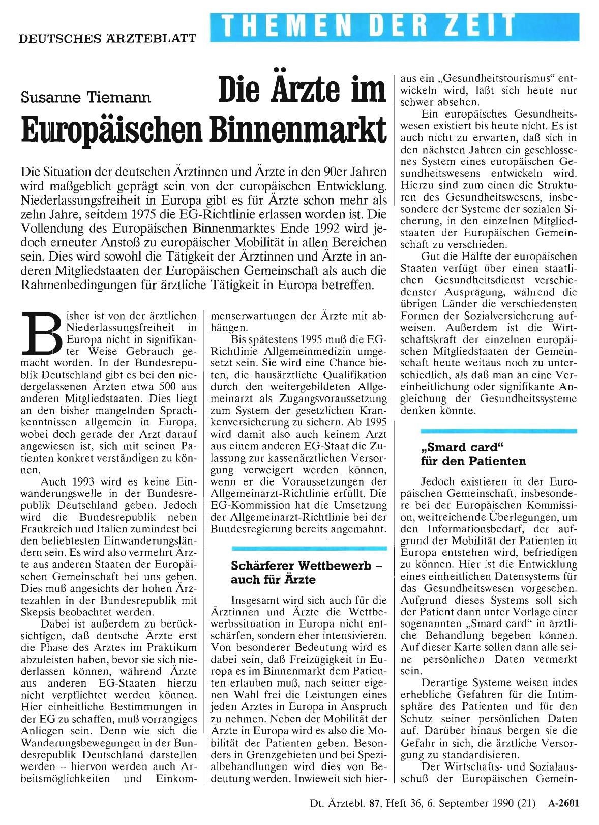 Vorschauseite 1: Die Ärzte im Europäischen Binnenmarkt