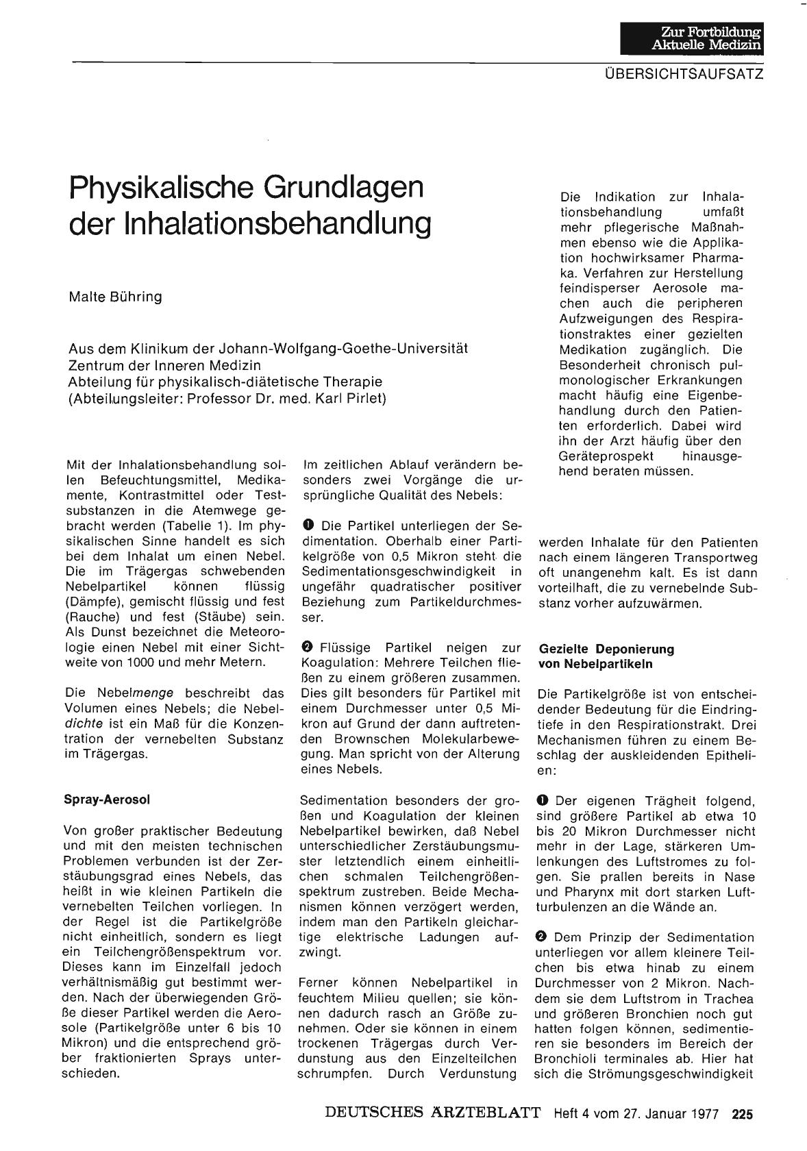 Vorschauseite 1: Physikalische Grundlagen der Inhalationsbehandlung