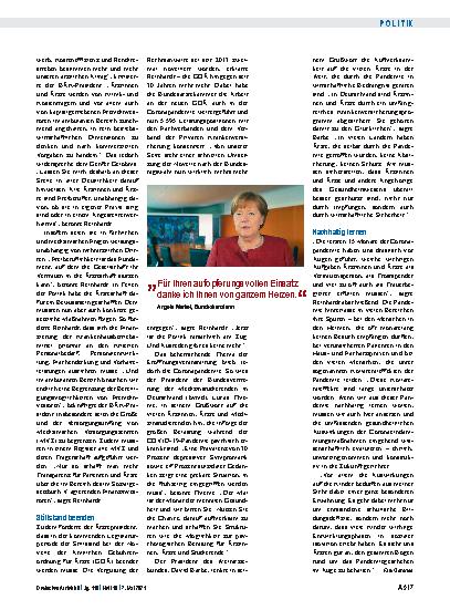 Vorschauseite 3: Eröffnung des 124. Deutschen Ärztetages: Im Zeichen der Pandemie