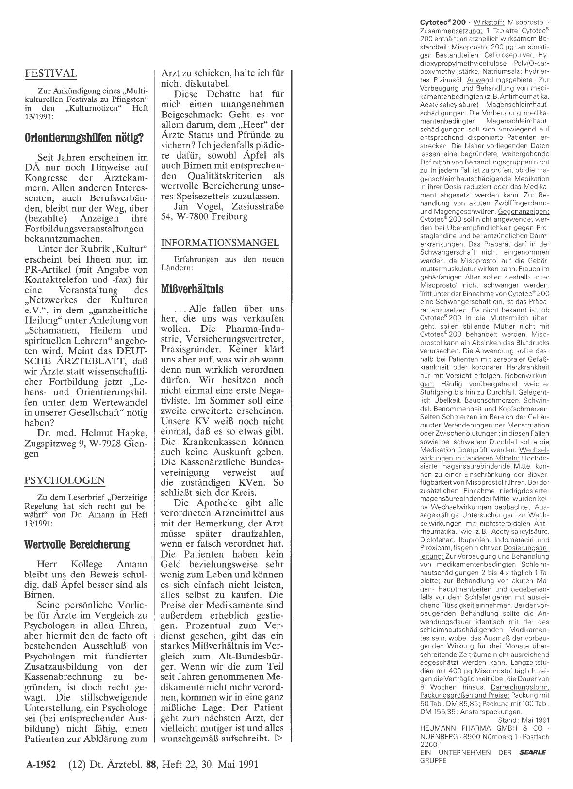 Vorschauseite 1: INFORMATIONSMANGEL: Mißverhältnis
