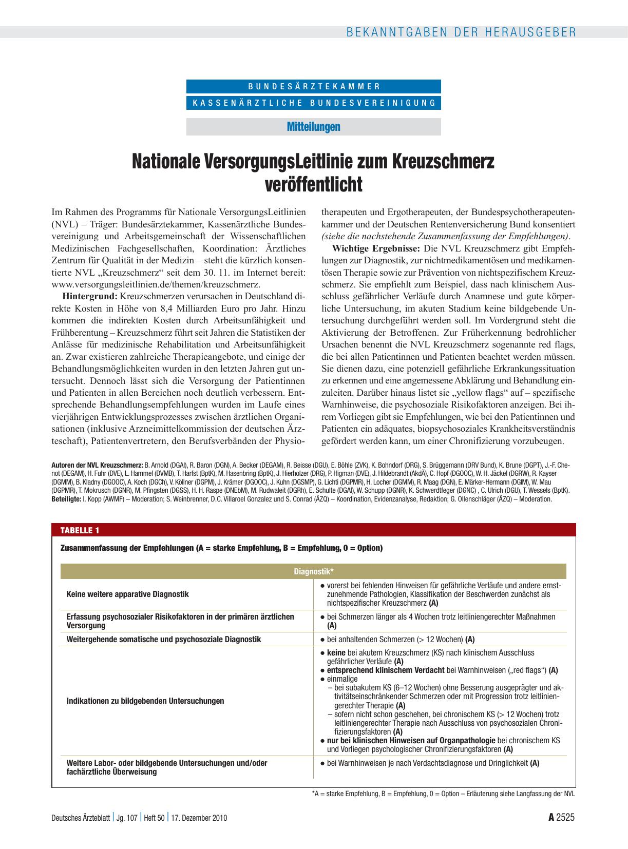Vorschauseite 1: Nationale VersorgungsLeitlinie zum Kreuzschmerz veröffentlicht