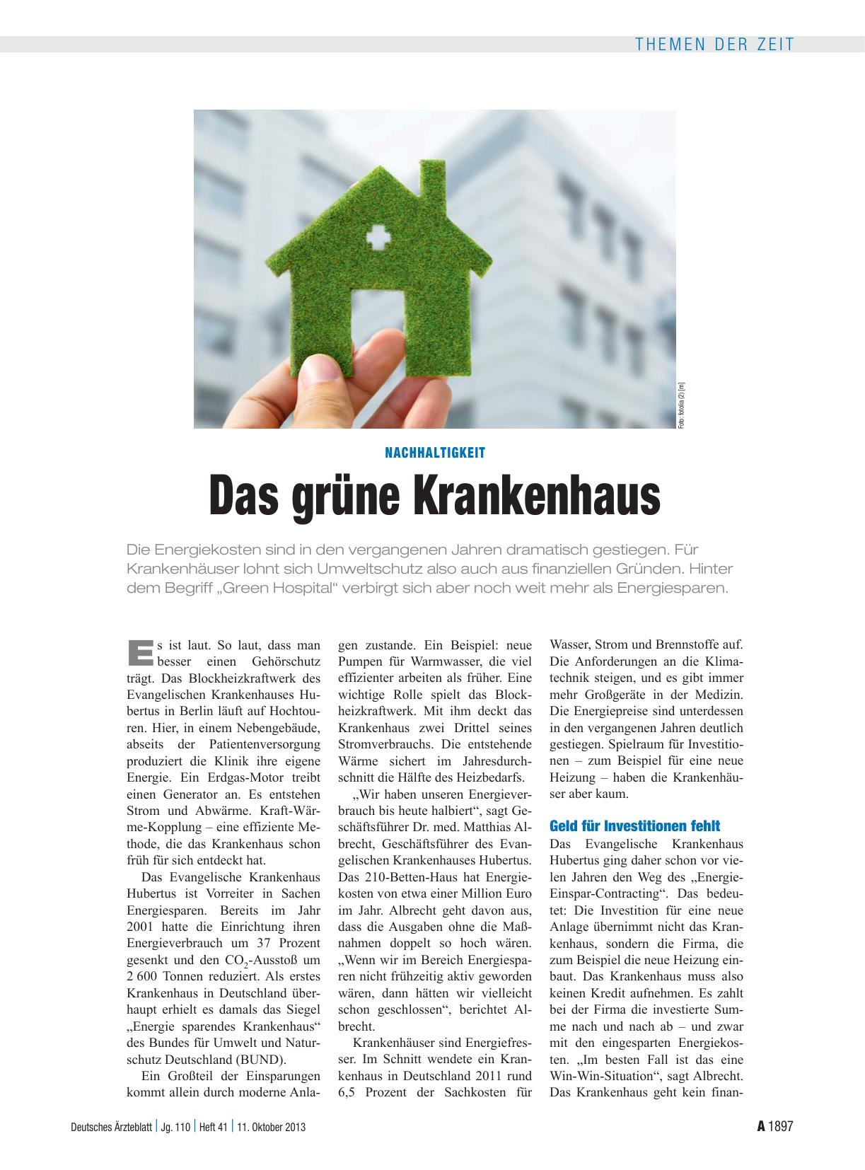 Vorschauseite 1: Nachhaltigkeit: Das grüne Krankenhaus