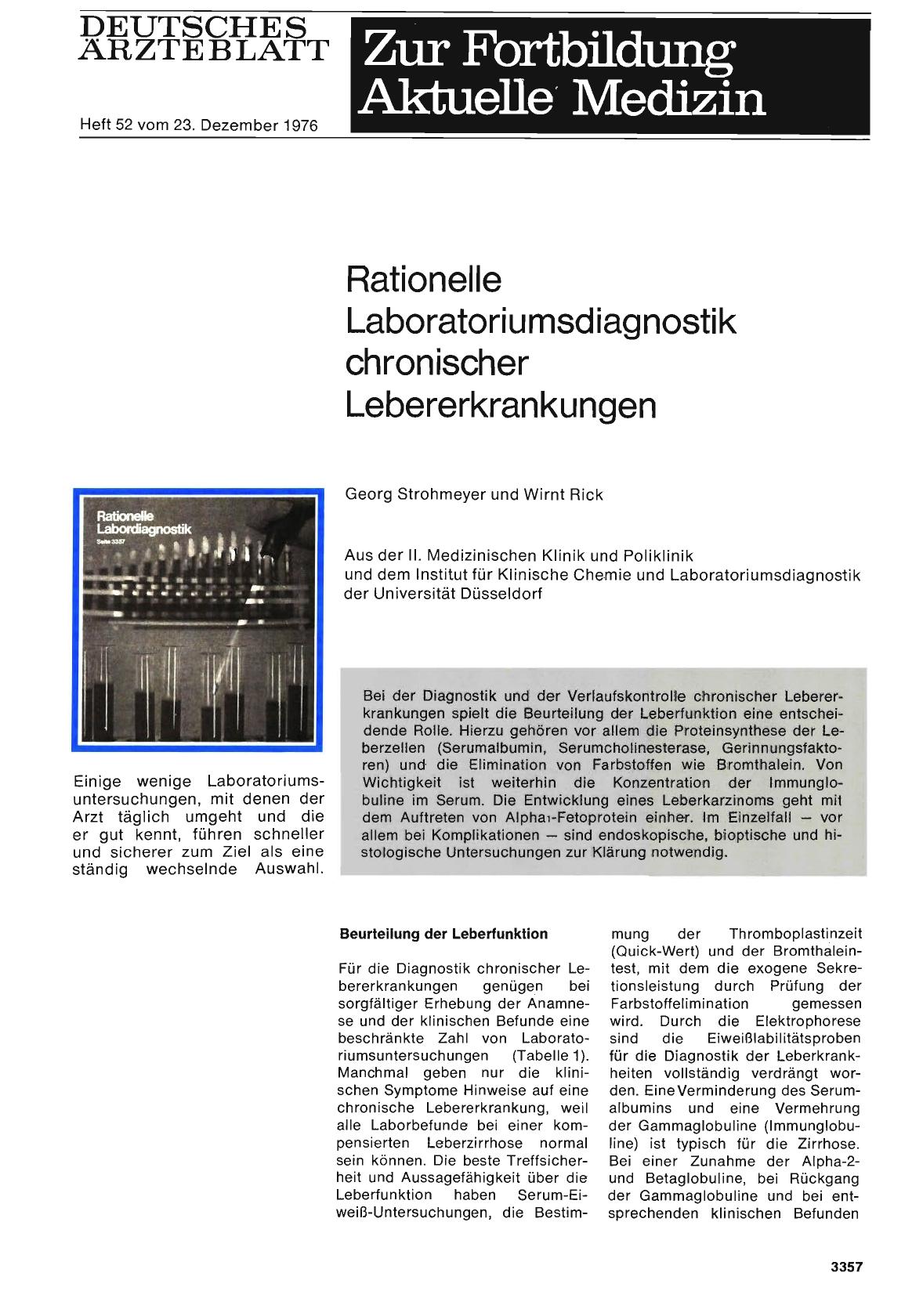 Vorschauseite 1: Rationelle Laboratoriumsdiagnostik chronischer Lebererkrankungen