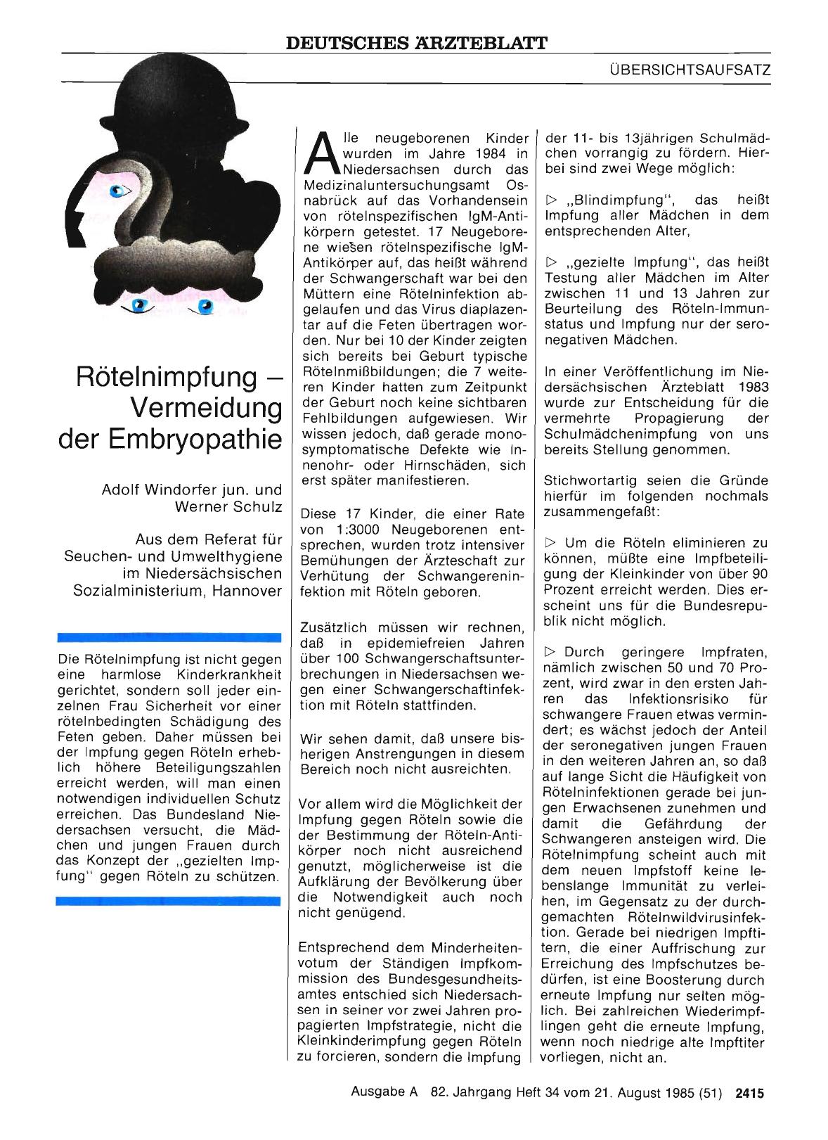 Vorschauseite 1: Rötelnimpfung — Vermeidung der Embryopathie