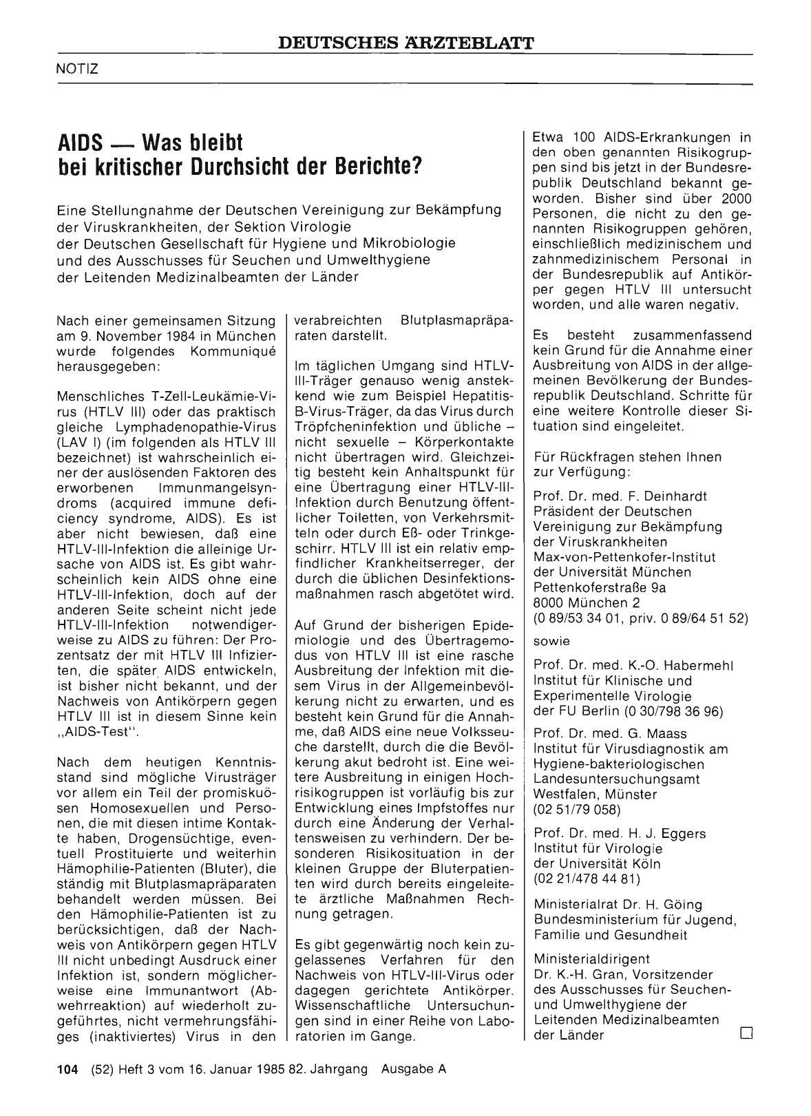 Vorschauseite 1: AIDS – Was bleibt bei kritischer Durchsicht der Berichte?