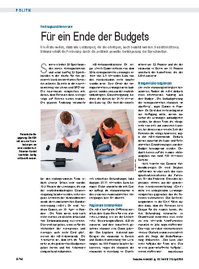 Vorschauseite 1: Vertragsarzthonorare: Für ein Ende der Budgets