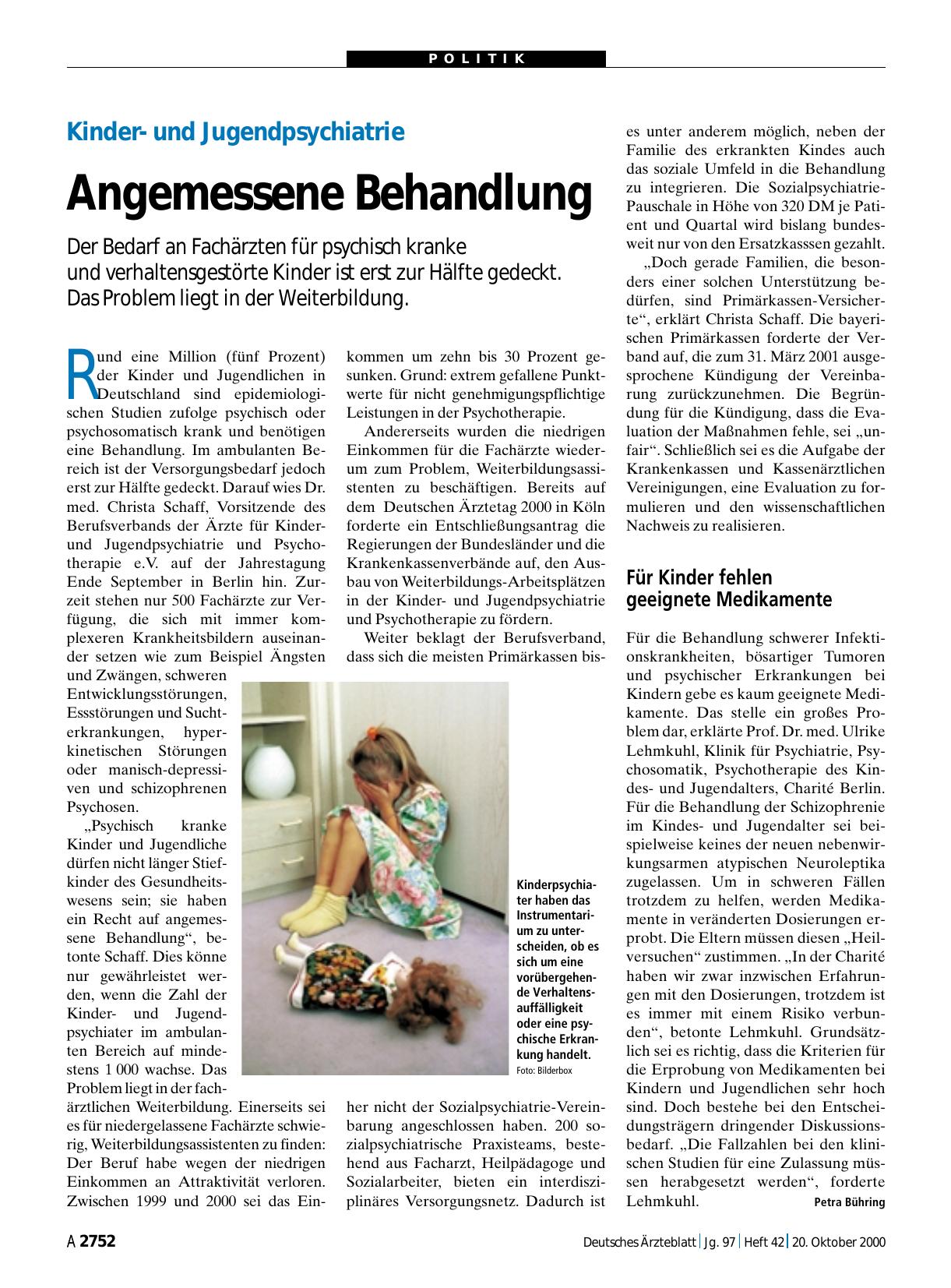 Vorschauseite 1: Kinderund Jugendpsychiatrie: Angemessene BehandlungKinderund Jugendpsychiatrie