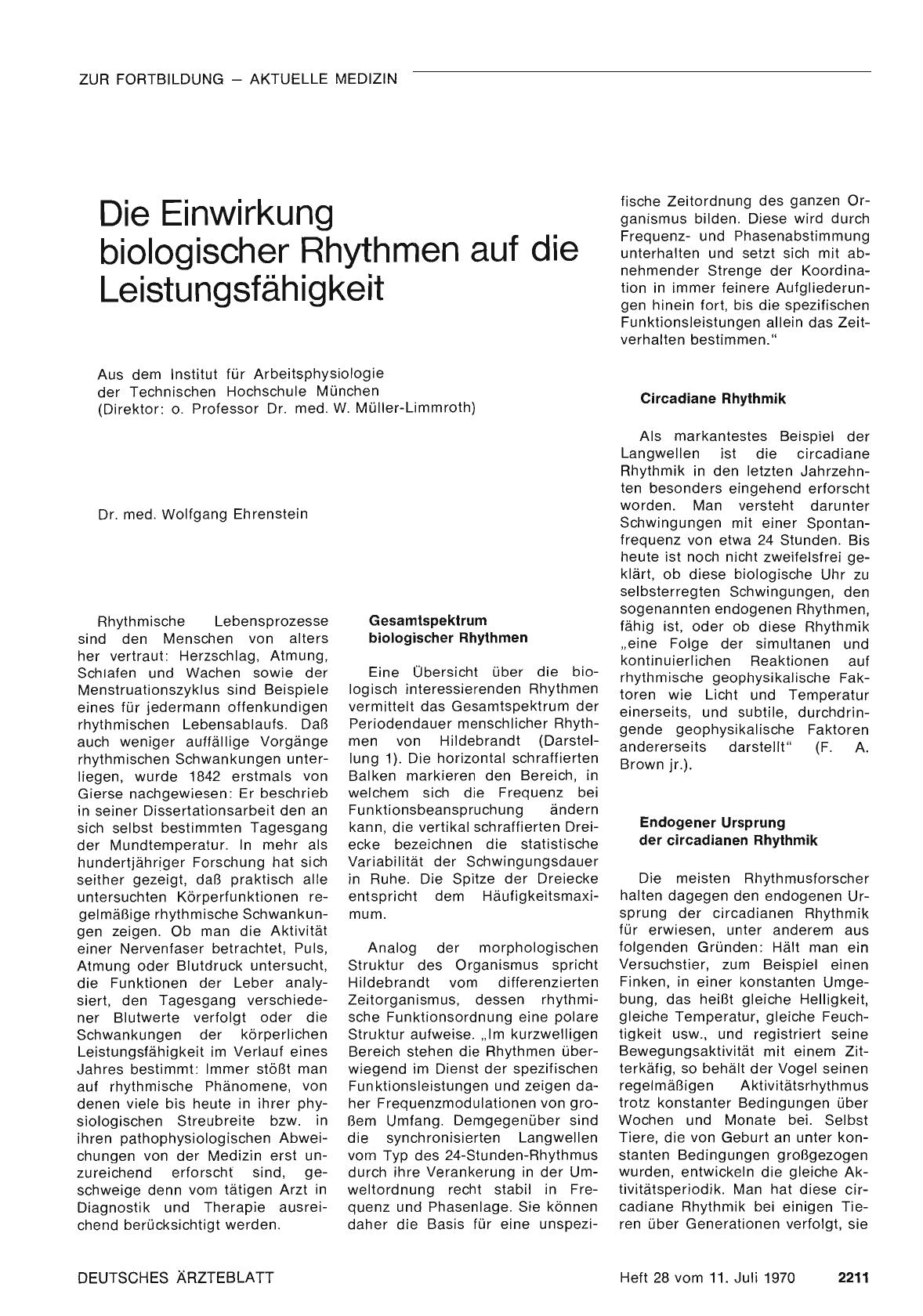 Vorschauseite 1: Die Einwirkung biologischer Rhythmen auf die Leistungsfähigkeit
